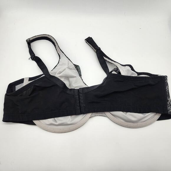 Cacique Black Lace Embroidered Balconette Bra Underwire Bow Size 46D - Picture 5 of 8